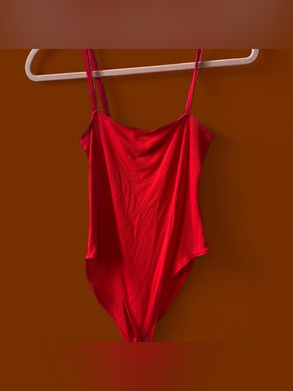 Forever 21 Red Ribbed Bodysuit